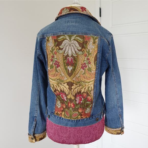 The Denim Taylor brocade n bling jean jacket n silk belted jeans n trim 14 - Picture 5 of 16